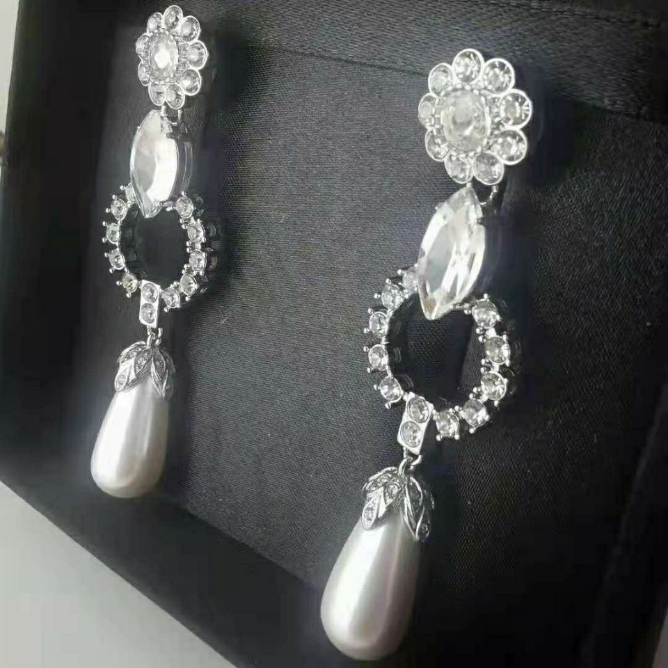 Diamond-set stud earrings