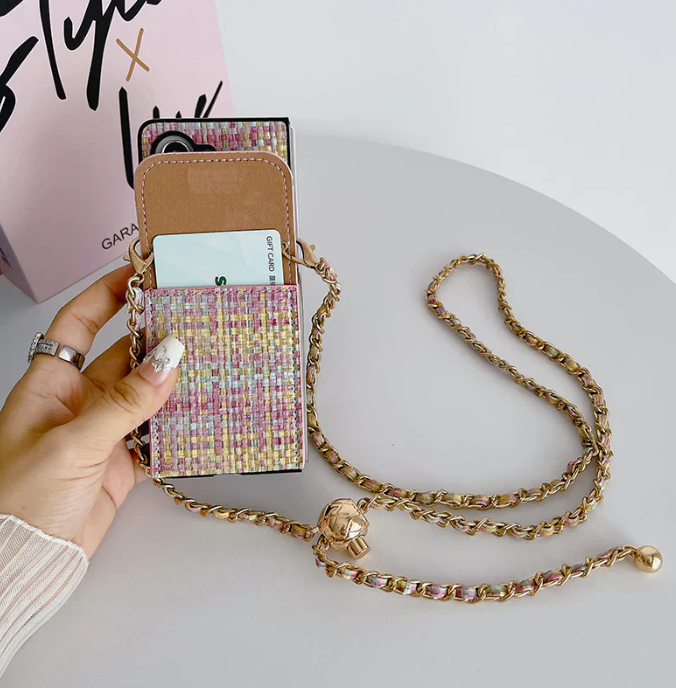 Chic Crossbody Tweed Wallet Case