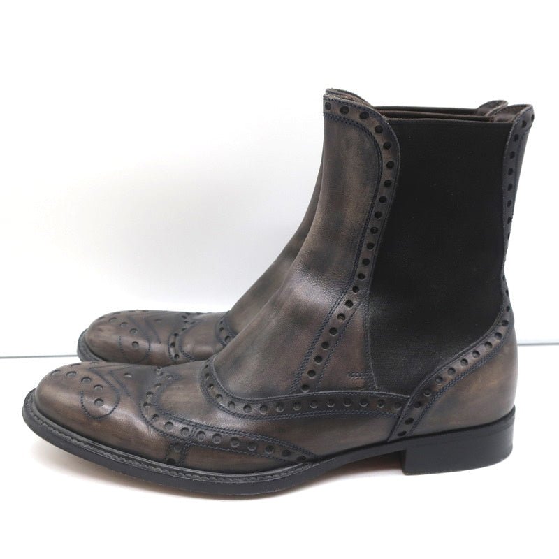 Dolce & Gabbana Wingtip Boots Brown/Gray Leather Size 37.5 Flat Chelsea Boots